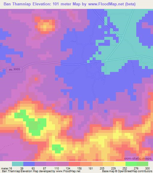 Ban Thamniap,Thailand Elevation Map
