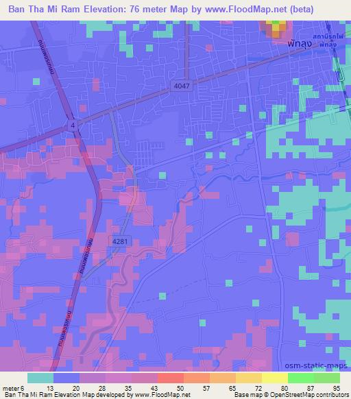 Ban Tha Mi Ram,Thailand Elevation Map