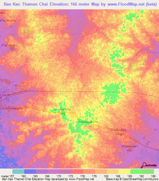 Ban Kao Thamen Chai,Thailand Elevation Map