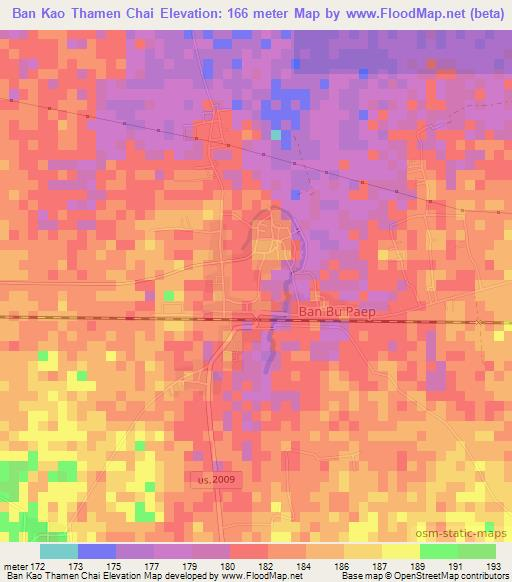 Ban Kao Thamen Chai,Thailand Elevation Map