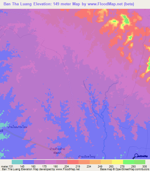 Ban Tha Luang,Thailand Elevation Map