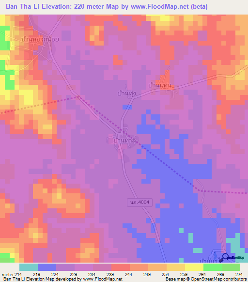 Ban Tha Li,Thailand Elevation Map