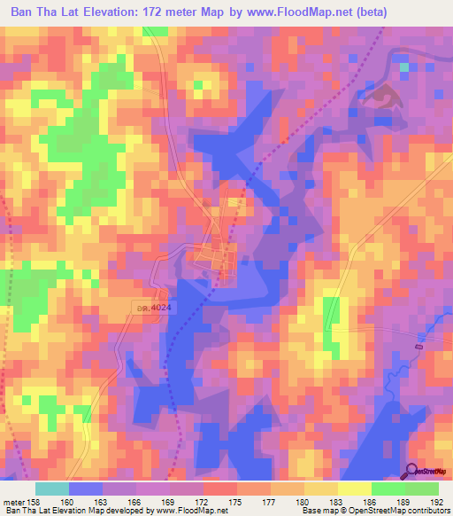 Ban Tha Lat,Thailand Elevation Map