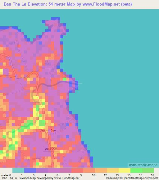 Ban Tha La,Thailand Elevation Map