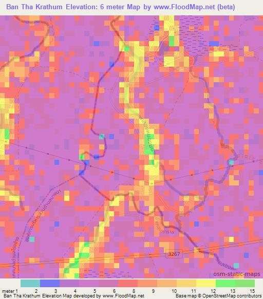 Ban Tha Krathum,Thailand Elevation Map
