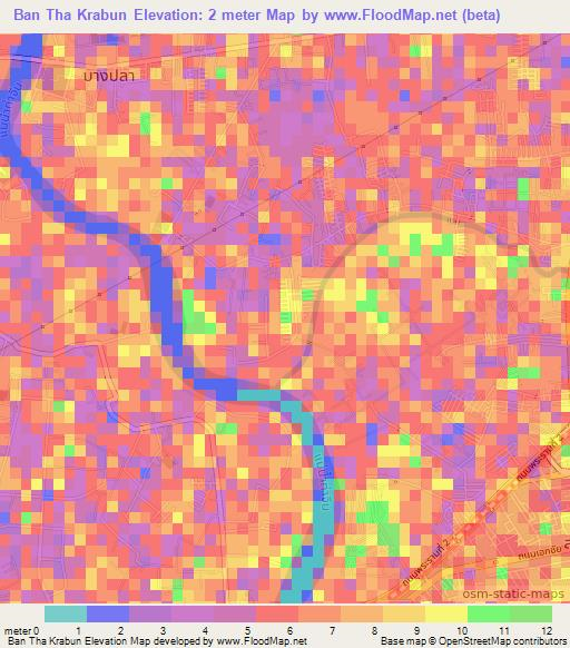 Ban Tha Krabun,Thailand Elevation Map