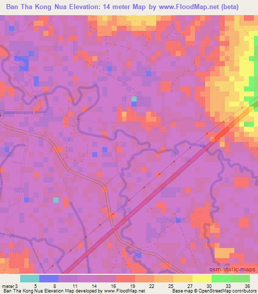 Ban Tha Kong Nua,Thailand Elevation Map