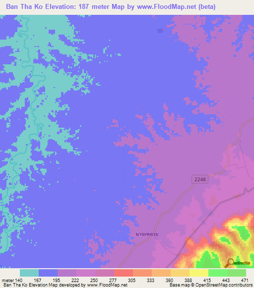 Ban Tha Ko,Thailand Elevation Map