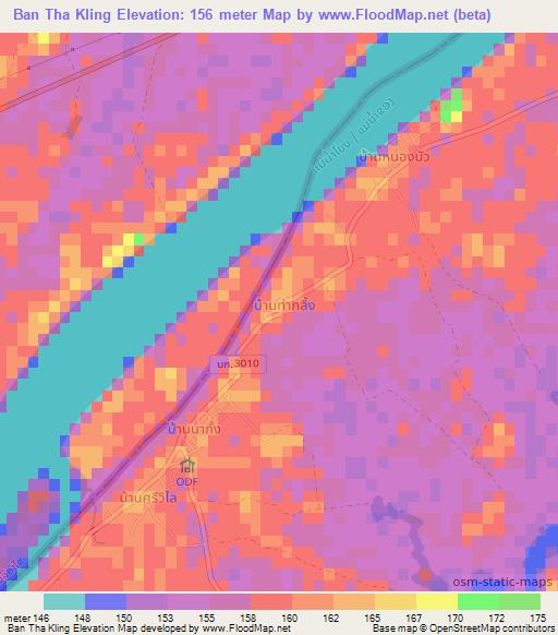 Ban Tha Kling,Thailand Elevation Map