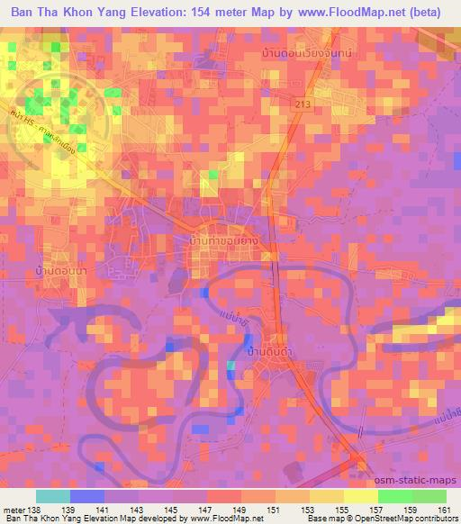 Ban Tha Khon Yang,Thailand Elevation Map