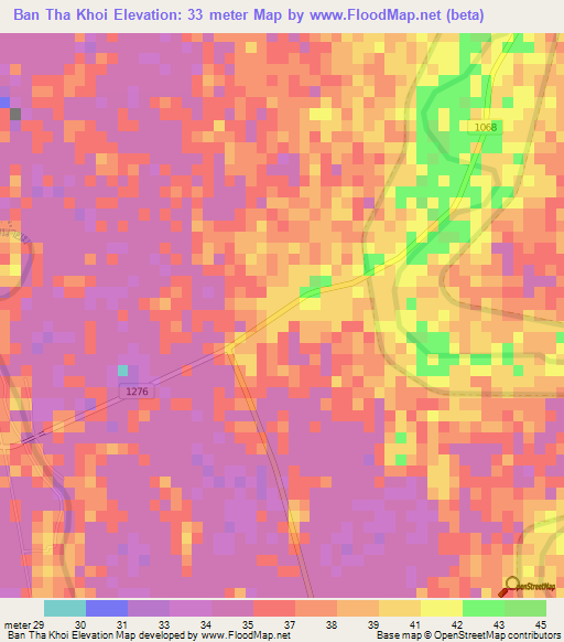 Ban Tha Khoi,Thailand Elevation Map