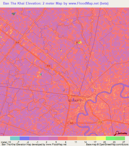 Ban Tha Khai,Thailand Elevation Map