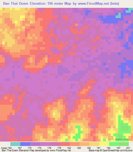 Ban Thai Doem,Thailand Elevation Map