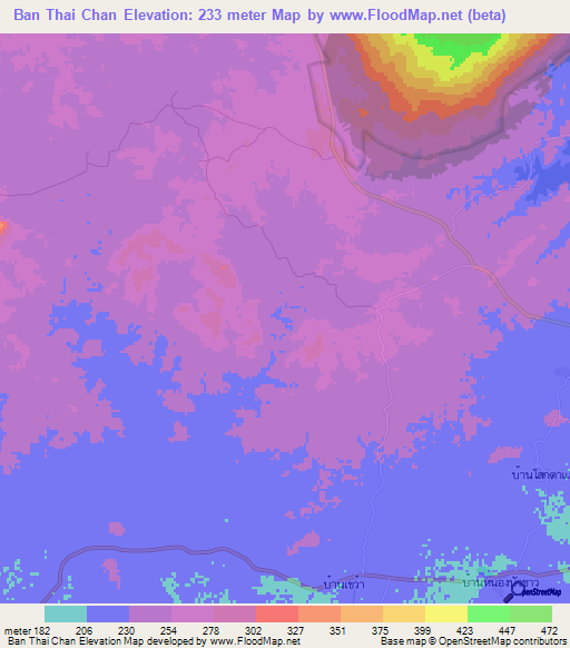 Ban Thai Chan,Thailand Elevation Map