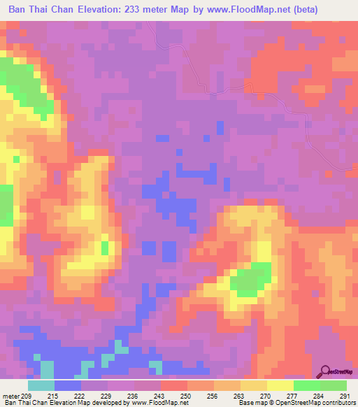 Ban Thai Chan,Thailand Elevation Map