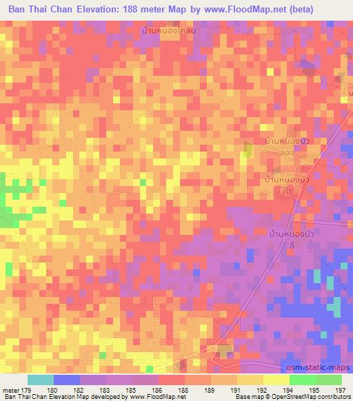 Ban Thai Chan,Thailand Elevation Map