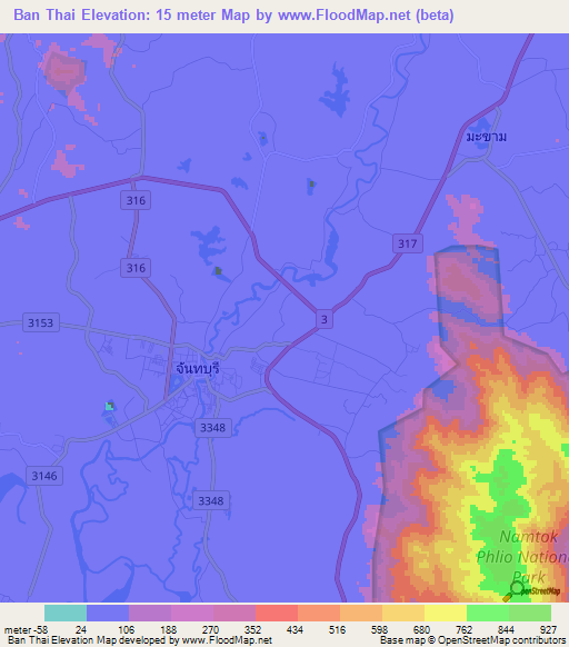 Ban Thai,Thailand Elevation Map