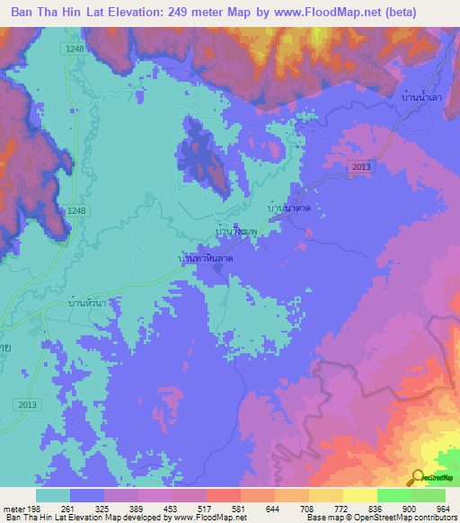 Ban Tha Hin Lat,Thailand Elevation Map