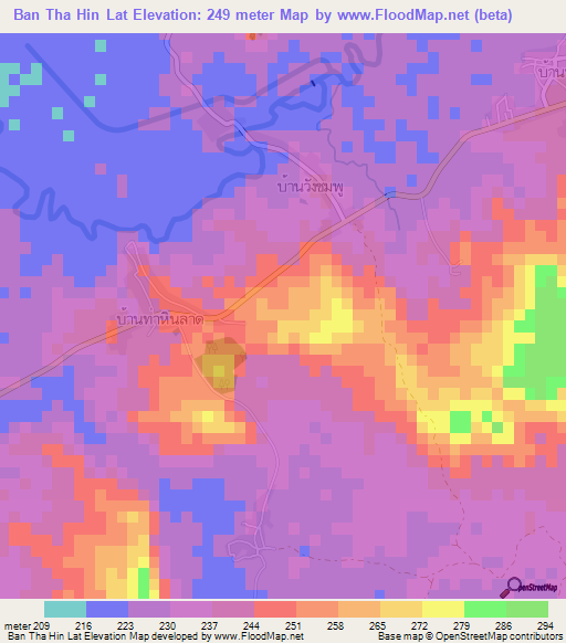 Ban Tha Hin Lat,Thailand Elevation Map