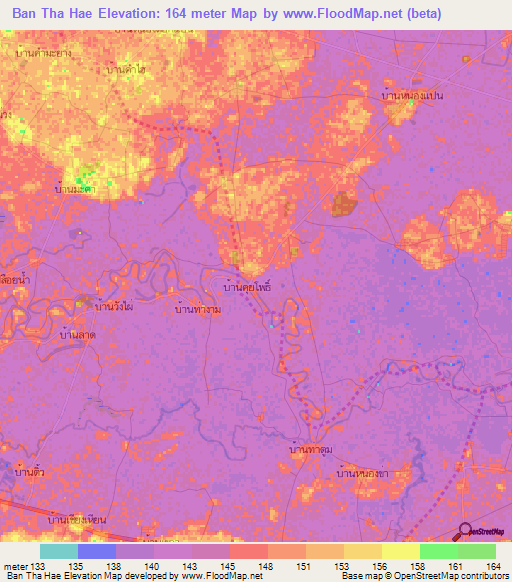 Ban Tha Hae,Thailand Elevation Map