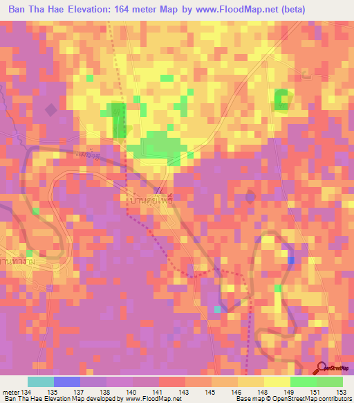 Ban Tha Hae,Thailand Elevation Map
