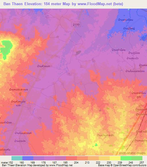 Ban Thaen,Thailand Elevation Map