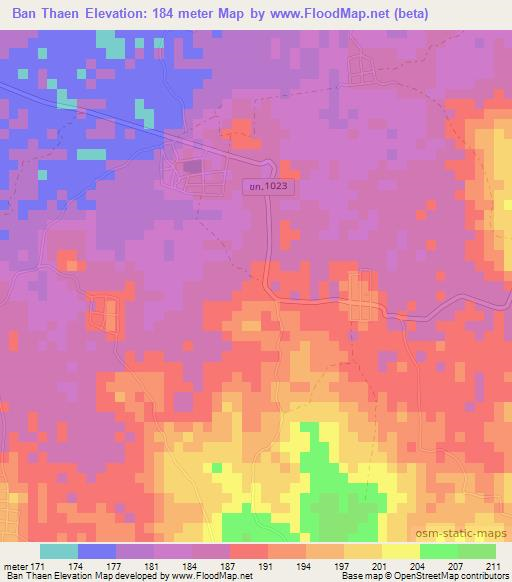 Ban Thaen,Thailand Elevation Map