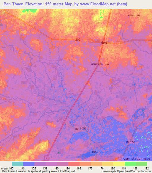 Ban Thaen,Thailand Elevation Map