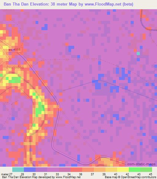 Ban Tha Dan,Thailand Elevation Map