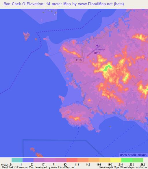 Ban Chek O,Thailand Elevation Map