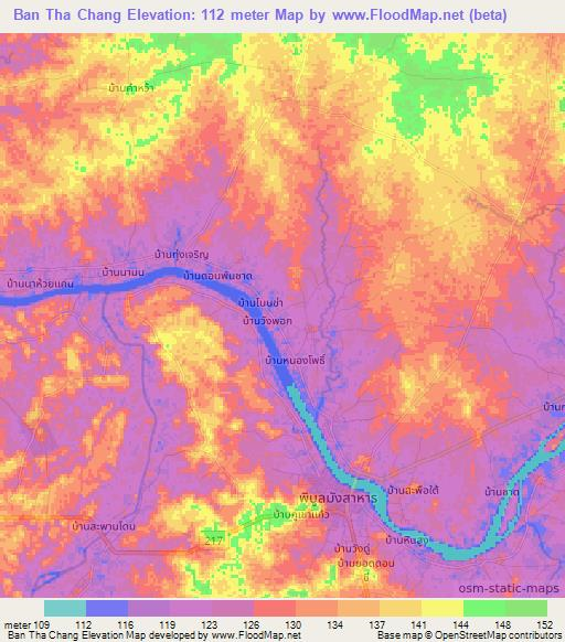Ban Tha Chang,Thailand Elevation Map