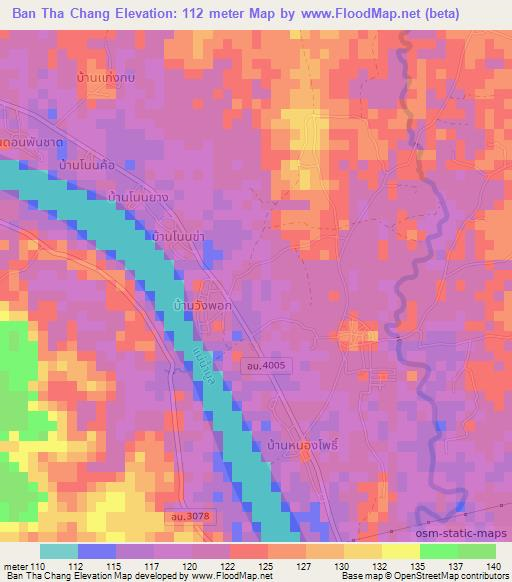 Ban Tha Chang,Thailand Elevation Map