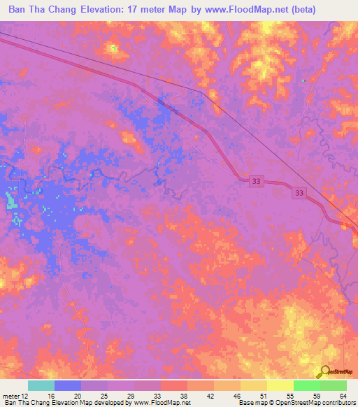 Ban Tha Chang,Thailand Elevation Map