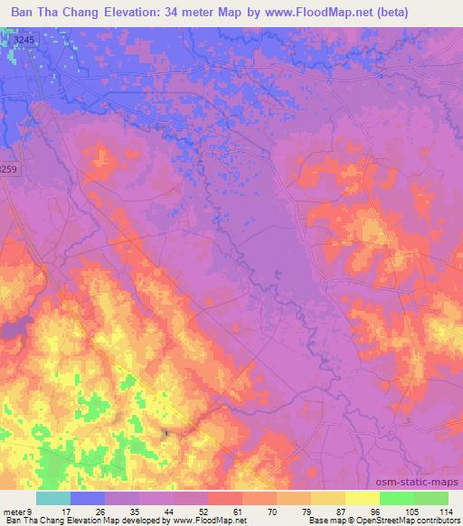 Ban Tha Chang,Thailand Elevation Map
