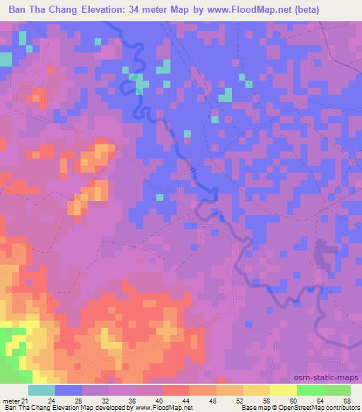 Ban Tha Chang,Thailand Elevation Map