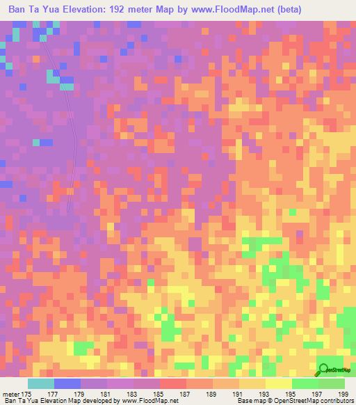 Ban Ta Yua,Thailand Elevation Map