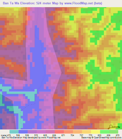Ban Ta Wa,Thailand Elevation Map
