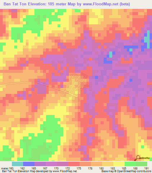 Ban Tat Ton,Thailand Elevation Map