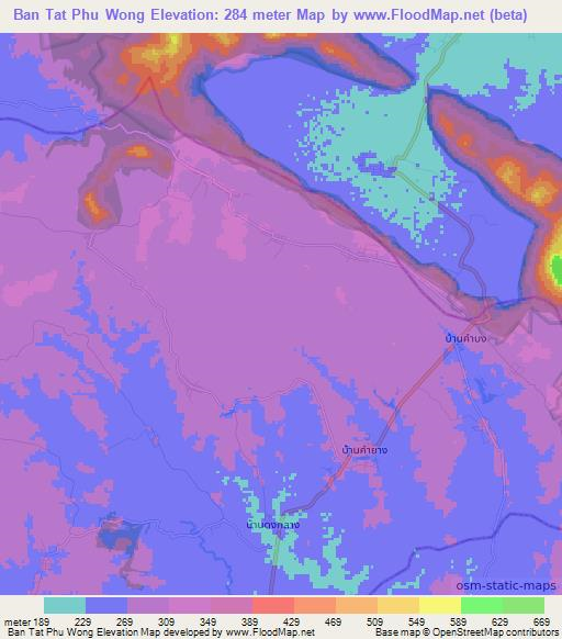 Ban Tat Phu Wong,Thailand Elevation Map