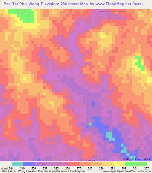 Ban Tat Phu Wong,Thailand Elevation Map