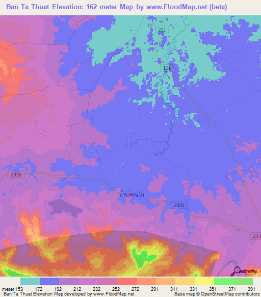 Ban Ta Thuat,Thailand Elevation Map