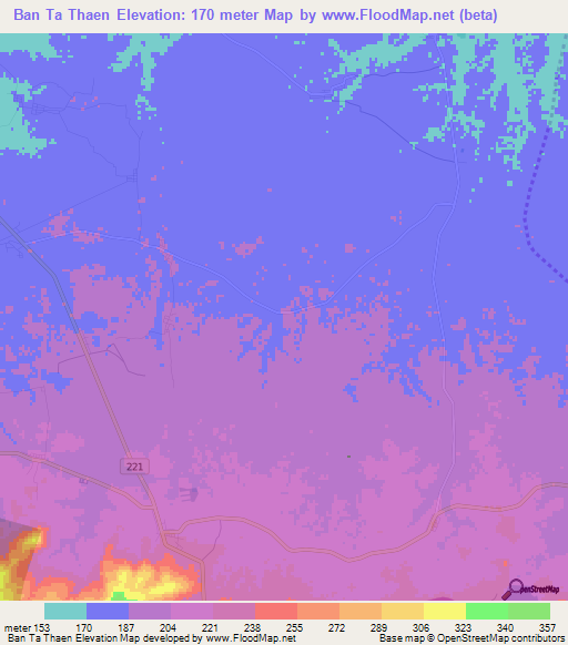Ban Ta Thaen,Thailand Elevation Map