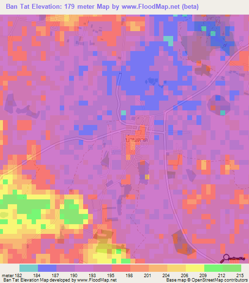 Ban Tat,Thailand Elevation Map