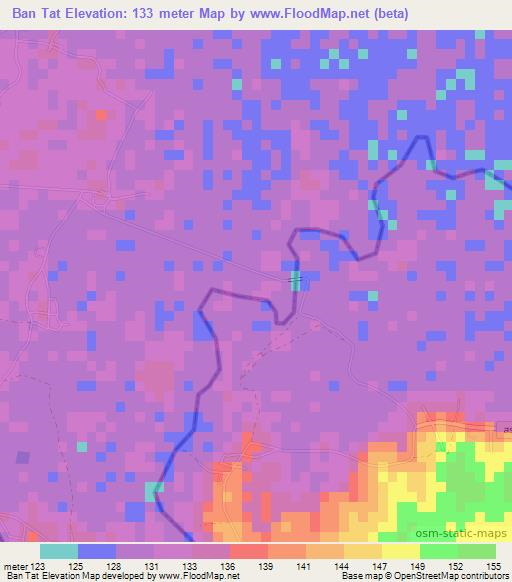 Ban Tat,Thailand Elevation Map