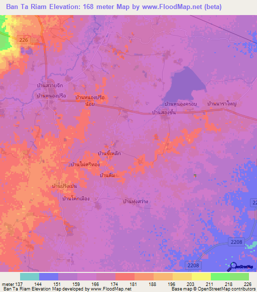 Ban Ta Riam,Thailand Elevation Map
