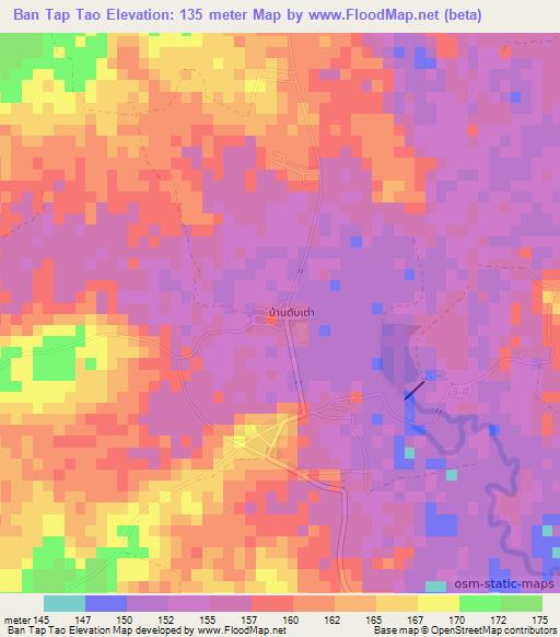 Ban Tap Tao,Thailand Elevation Map