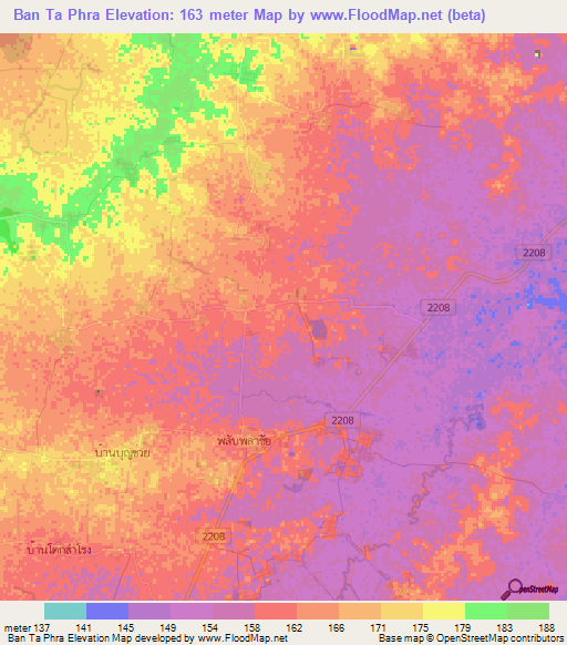 Ban Ta Phra,Thailand Elevation Map