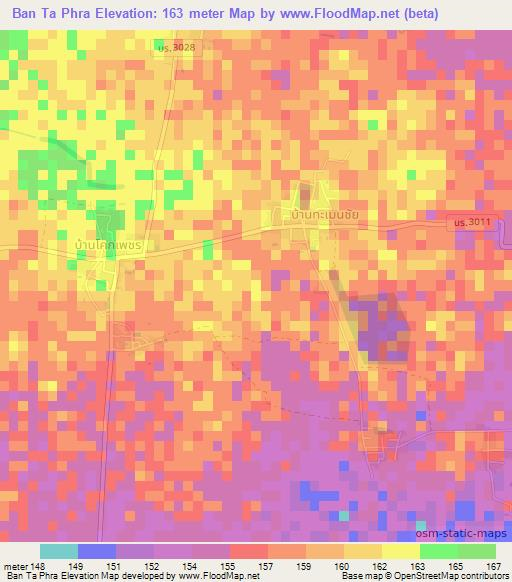 Ban Ta Phra,Thailand Elevation Map