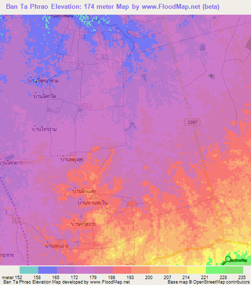 Ban Ta Phrao,Thailand Elevation Map