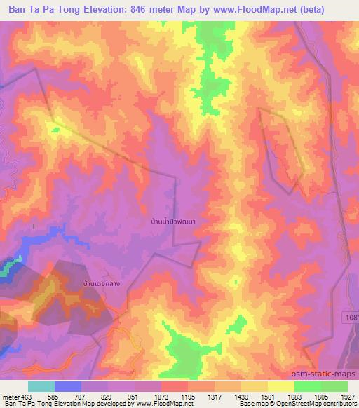 Ban Ta Pa Tong,Thailand Elevation Map
